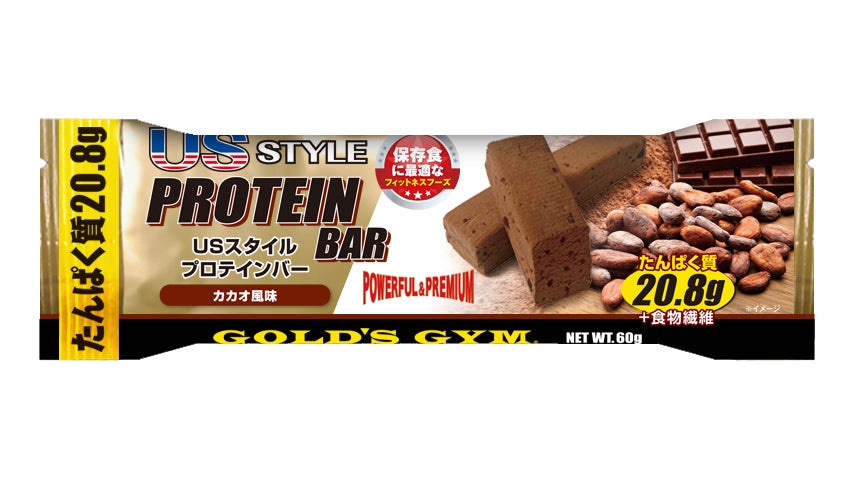 ゴールドジム USスタイルプロテインバー カカオ風味 1本60g