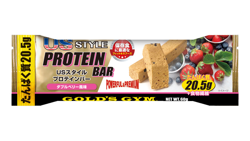 ゴールドジム USスタイルプロテインバー ダブルベリー風味 1本60g